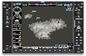 Cloud cover and cloud tops shown on an MFD